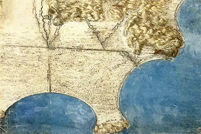 Vogelperspectief van de zeekust Leonardo da Vinci